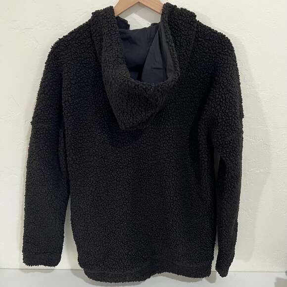 Adidas Black Sherpa Fleece Teddy Hooded Sweatshirt Size Small - Picture 5 of 8